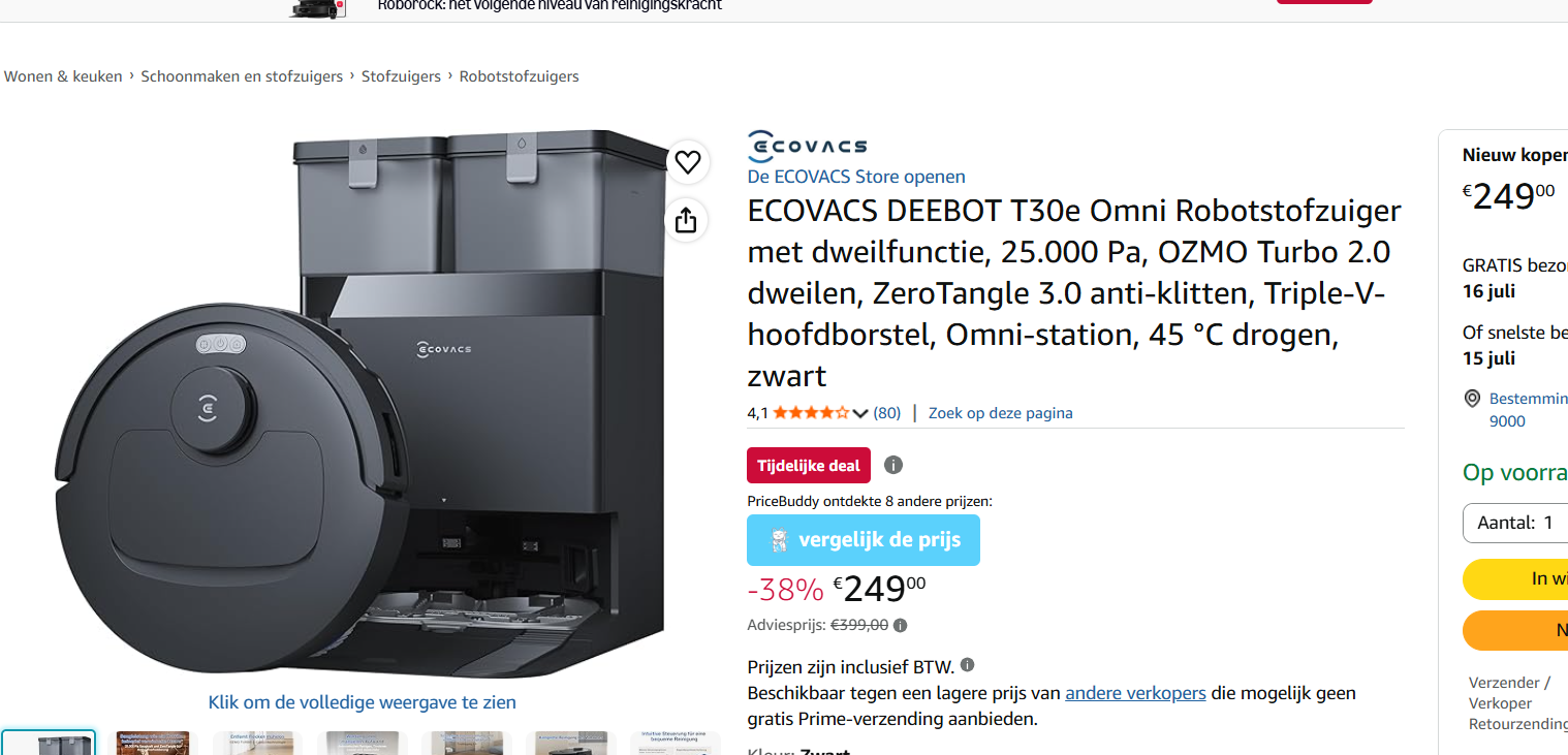 ECOVACS Robotstofzuiger met dweilfunctie