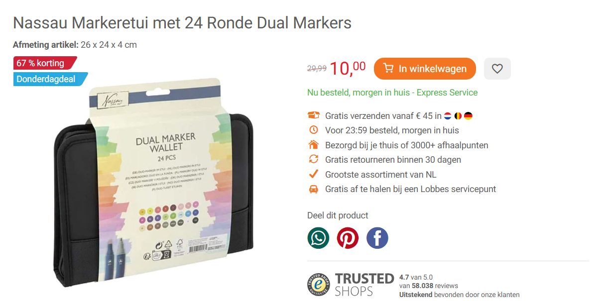 🖍️ Nassau Markeretui met 24 Ronde Dual Markers