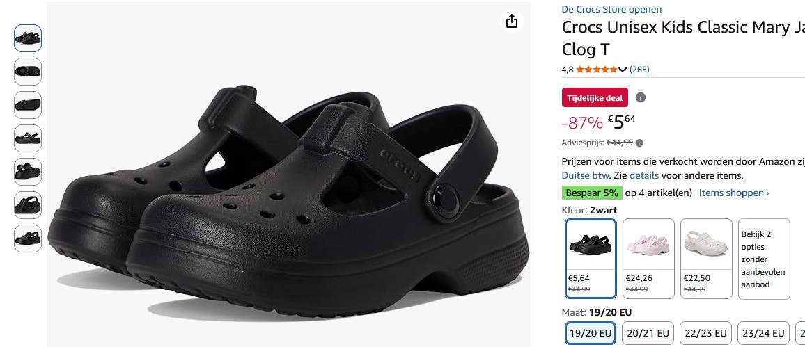 Crocs vanaf 5.64 euro!
