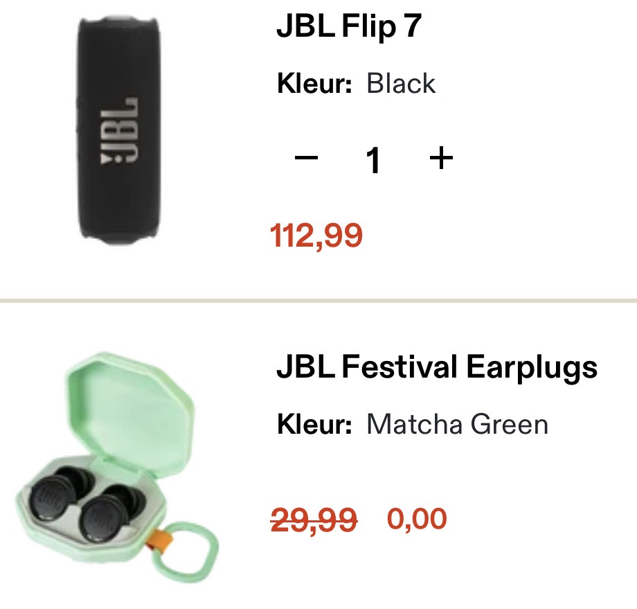 Gratis JBL festival oordopjes bij aankoop