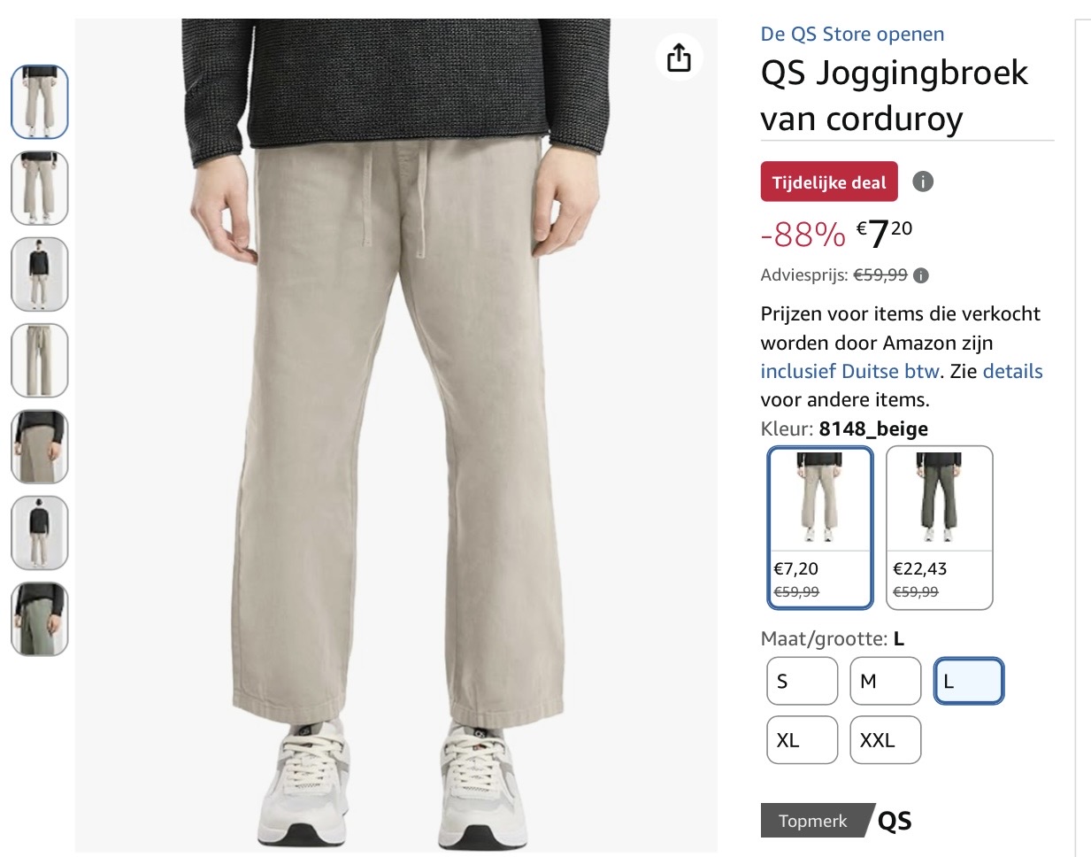 QS Joggingbroek van corduroy maat L -88%