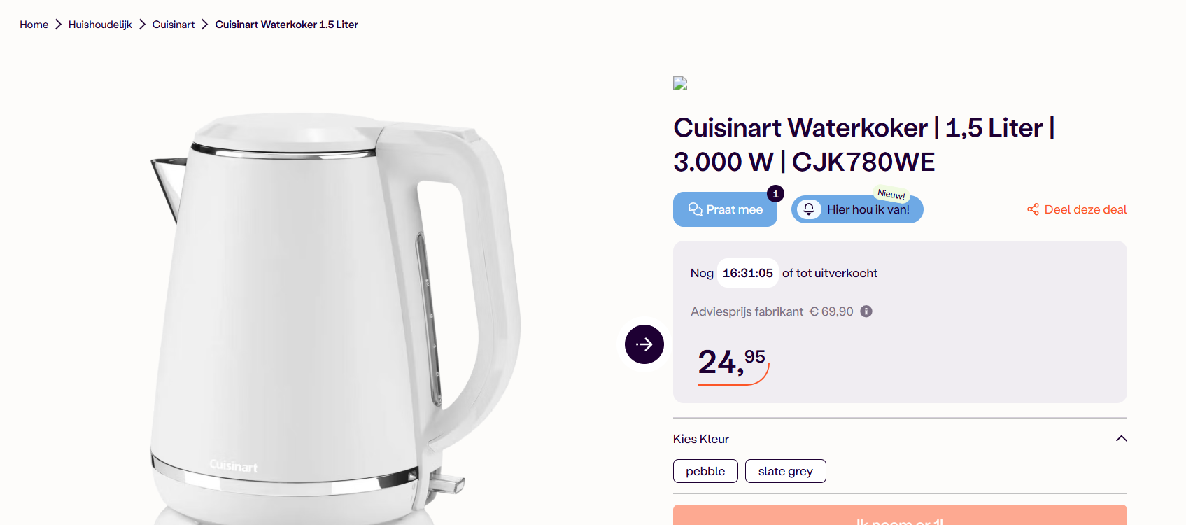 ☕ Cuisinart Waterkoker, 1,5 Liter, 3.000W