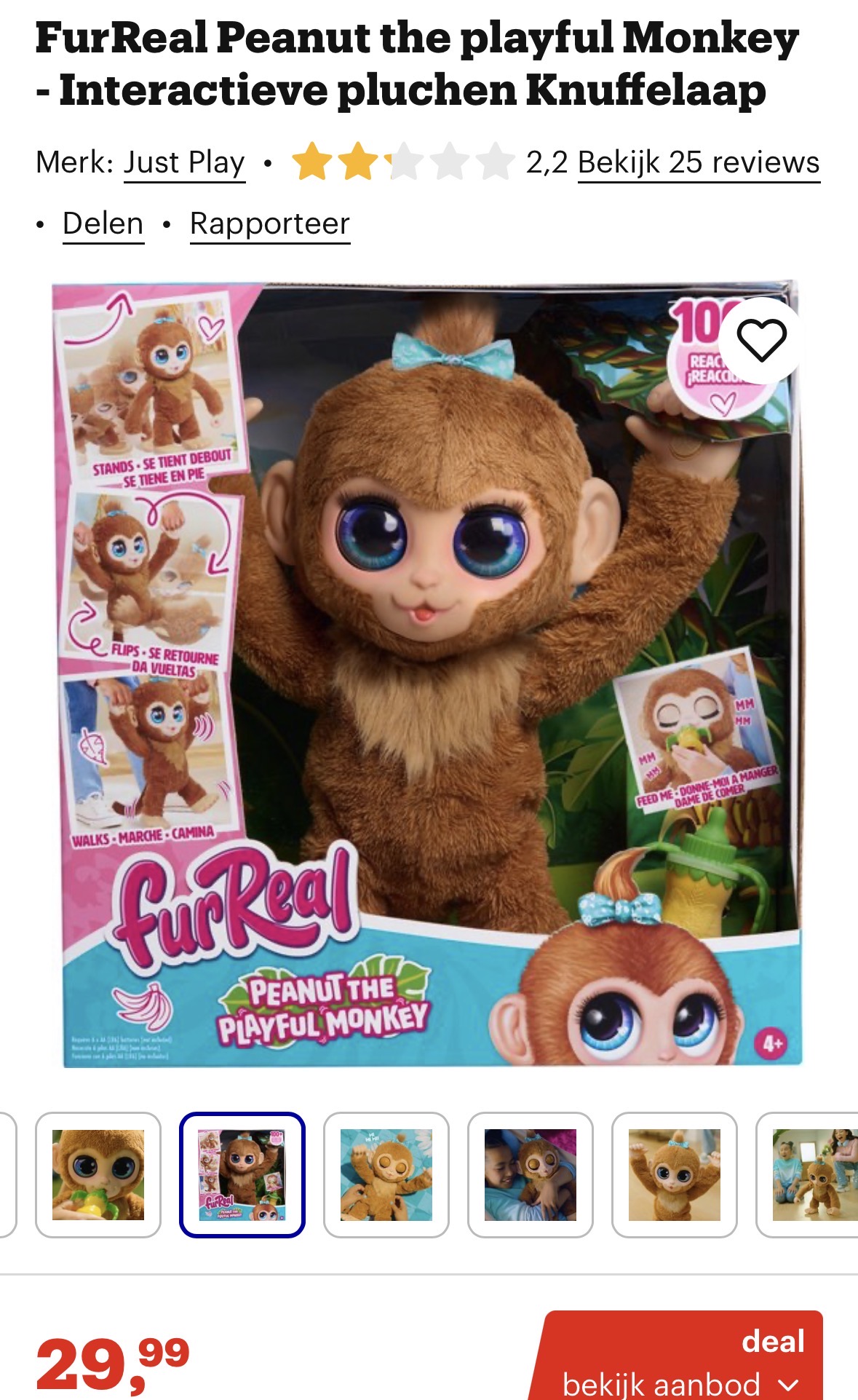 FurReal Peanut het speelse aapje
