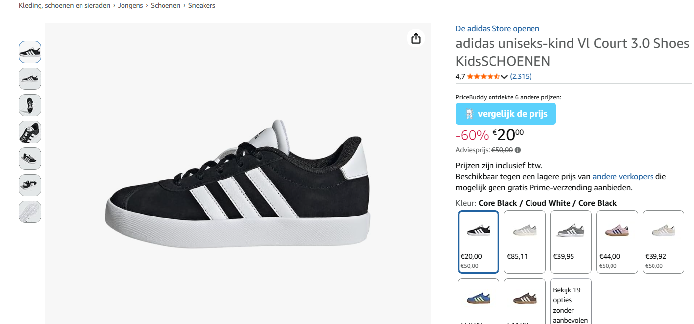 👟 Adidas Uniseks-Kind VL Court 3.0 Shoes