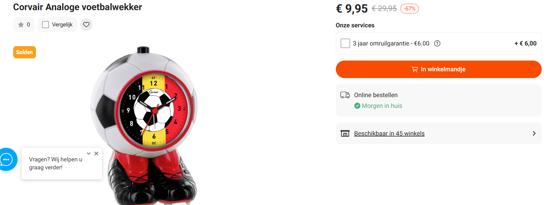 ⚽Corvair Analoge Voetbalwekker - Belgische Duivels
