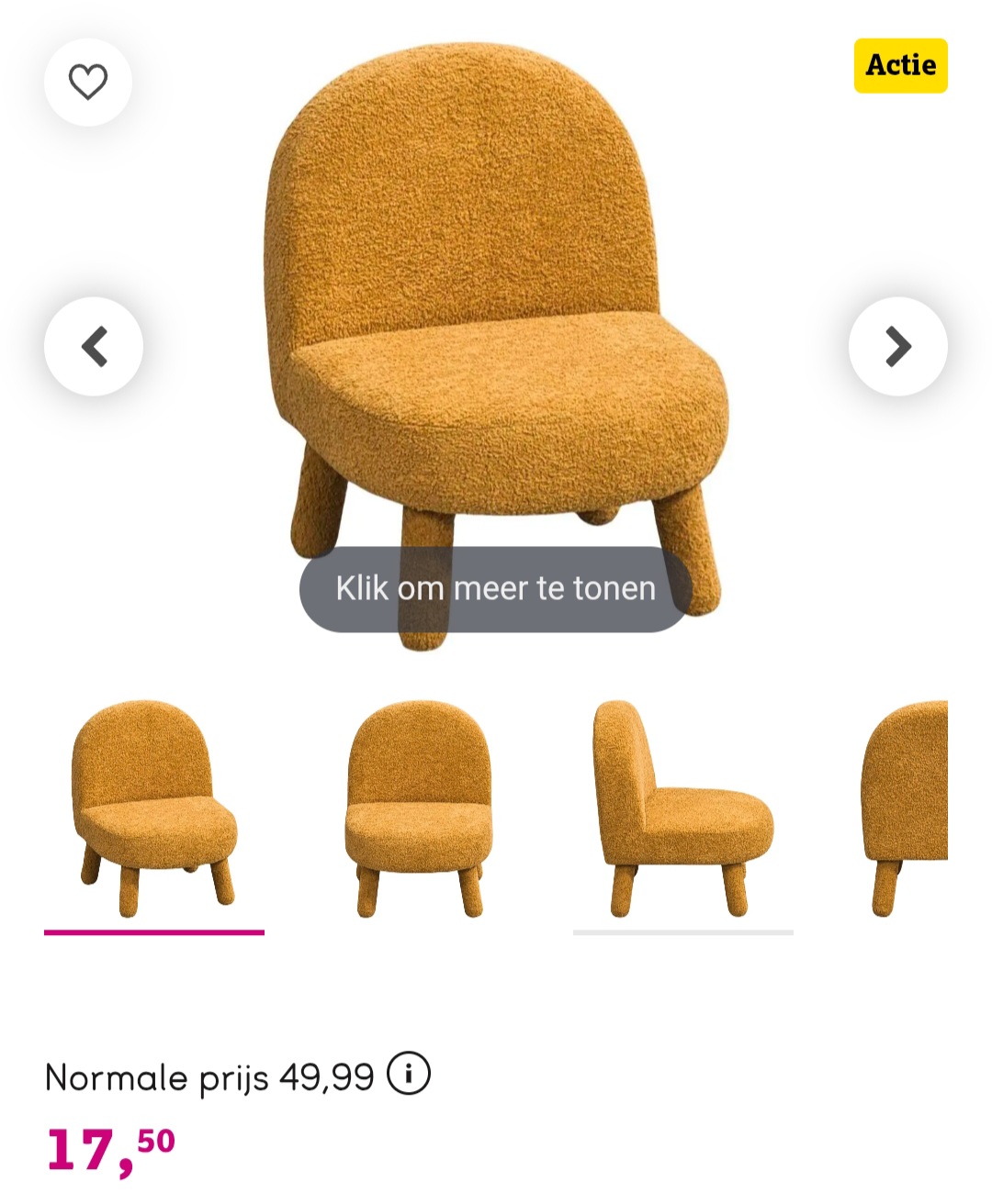 Kinderfauteuil Isa okergeel