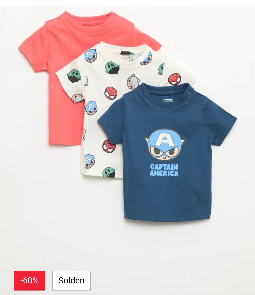 -60% Set van 3 'Marvel' 'Avengers' t-shirts blauw