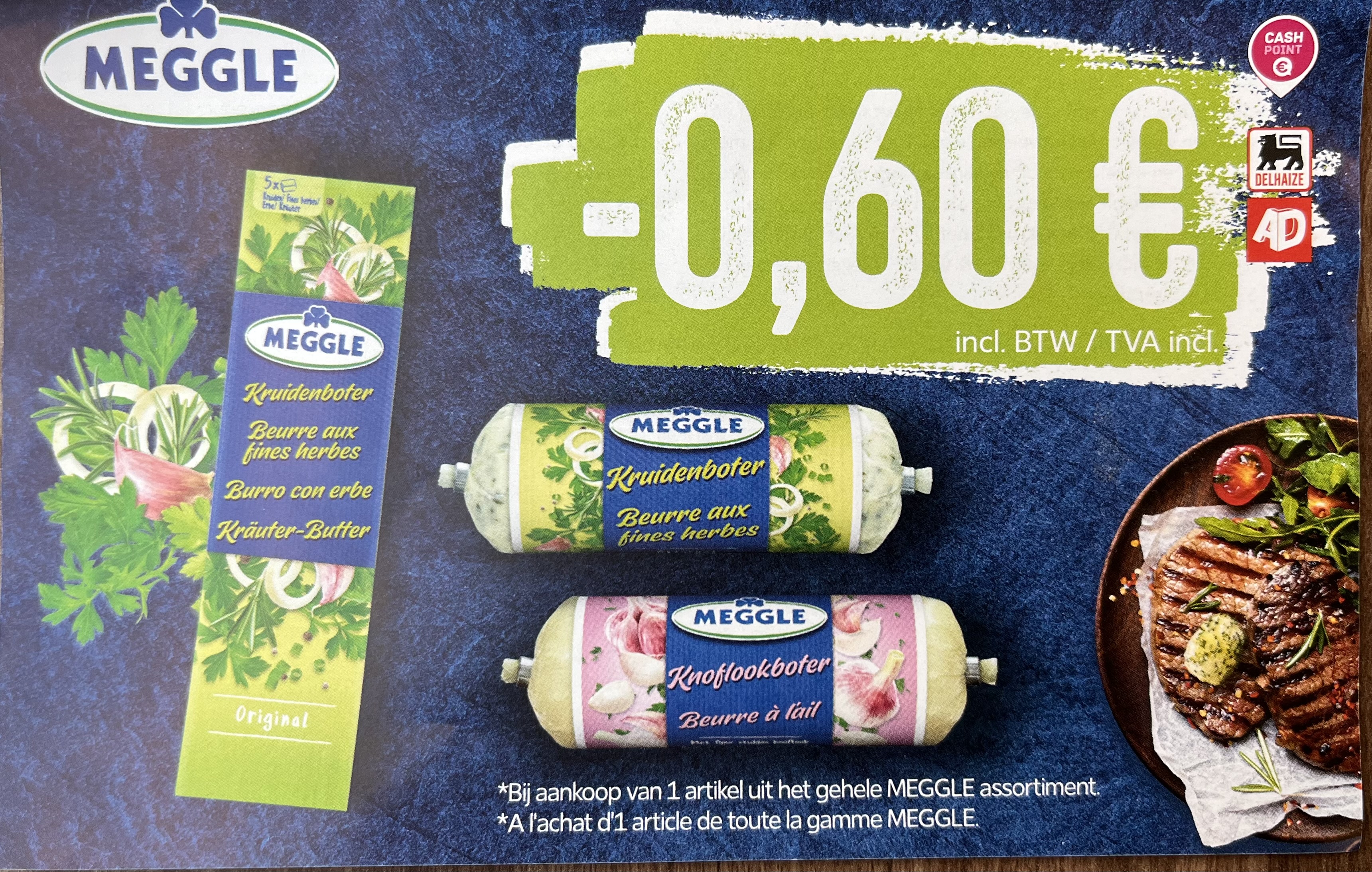 Coupon meggle aan frigo rayon bij Delhaize