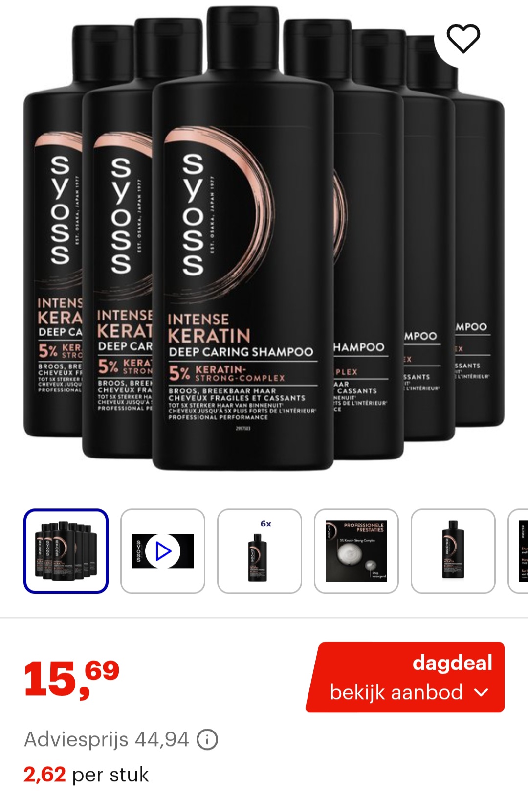 Syoss keratin shampoo 6x440ml voor €15,69 = €2,62/stuk