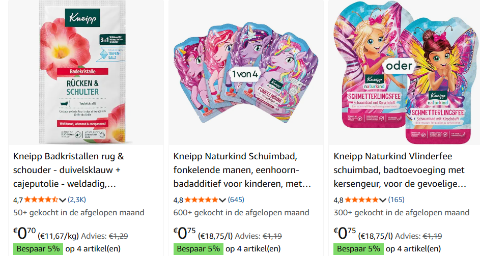 Kneipp badkristallen aan kleine prijsjes bij Amazon DE 🛁