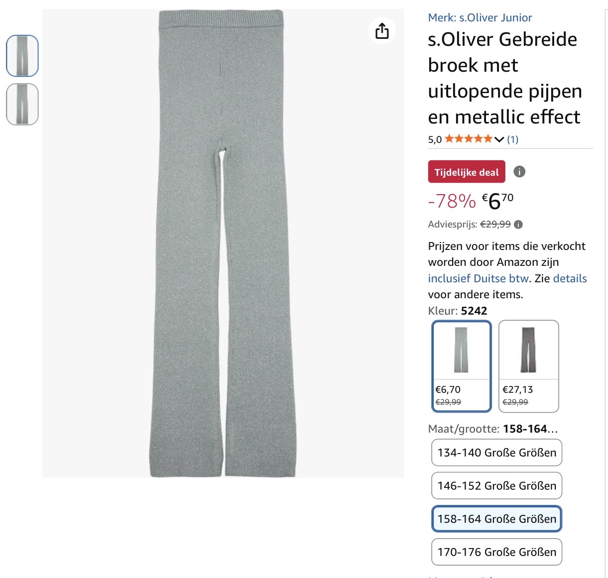 s.Oliver Gebreide broek met uitlopende pijpen -78%