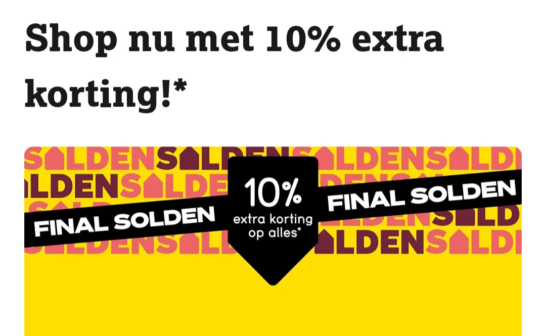 Final solden shop nu met 10% extra korting