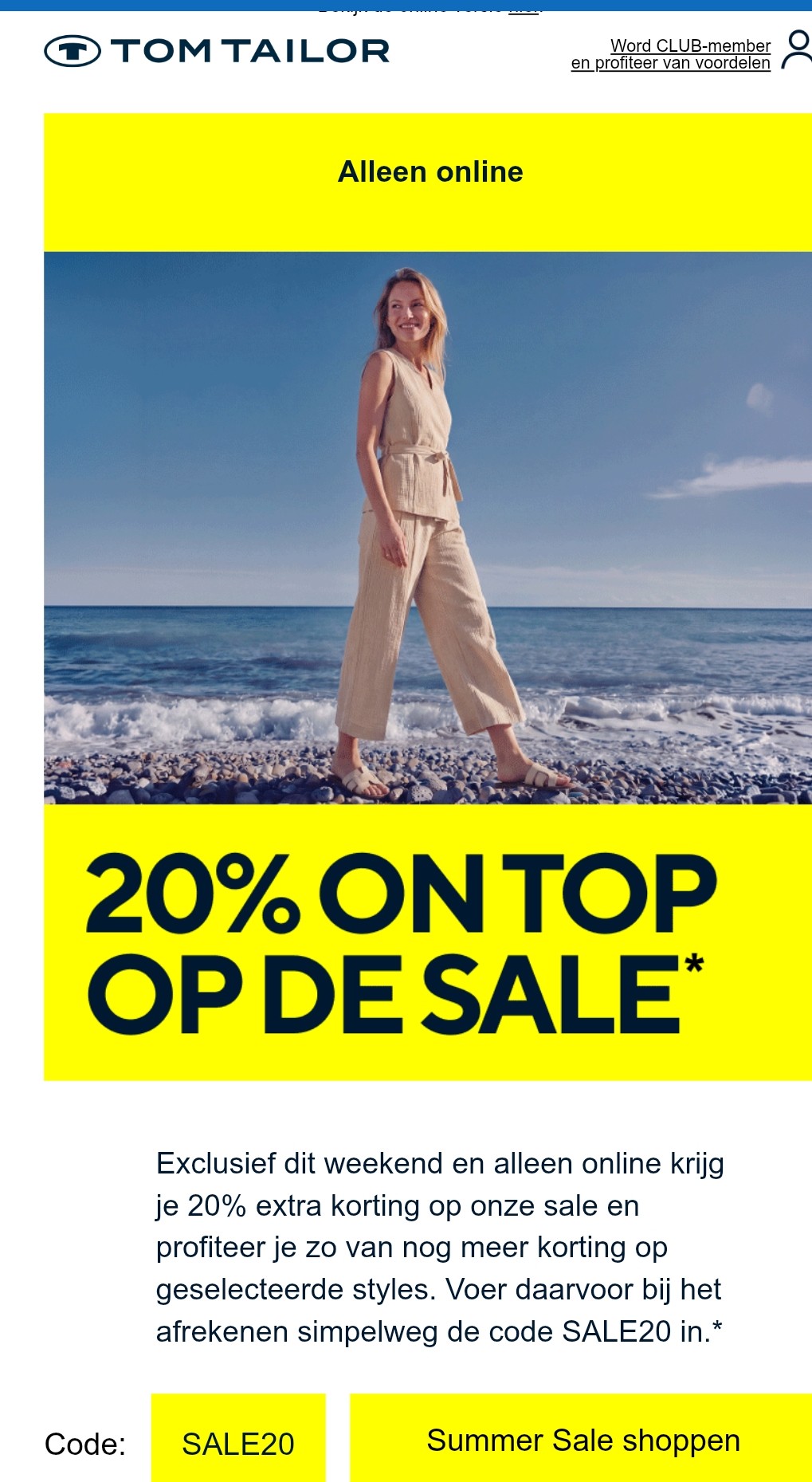 Tom tailor: 20% extra korting op de sale