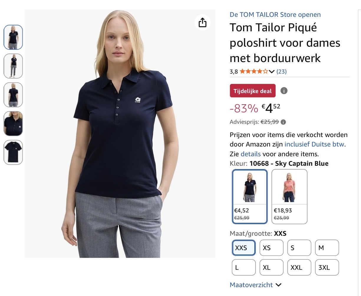 Tom Tailor Piqué poloshirt XXS. -83%