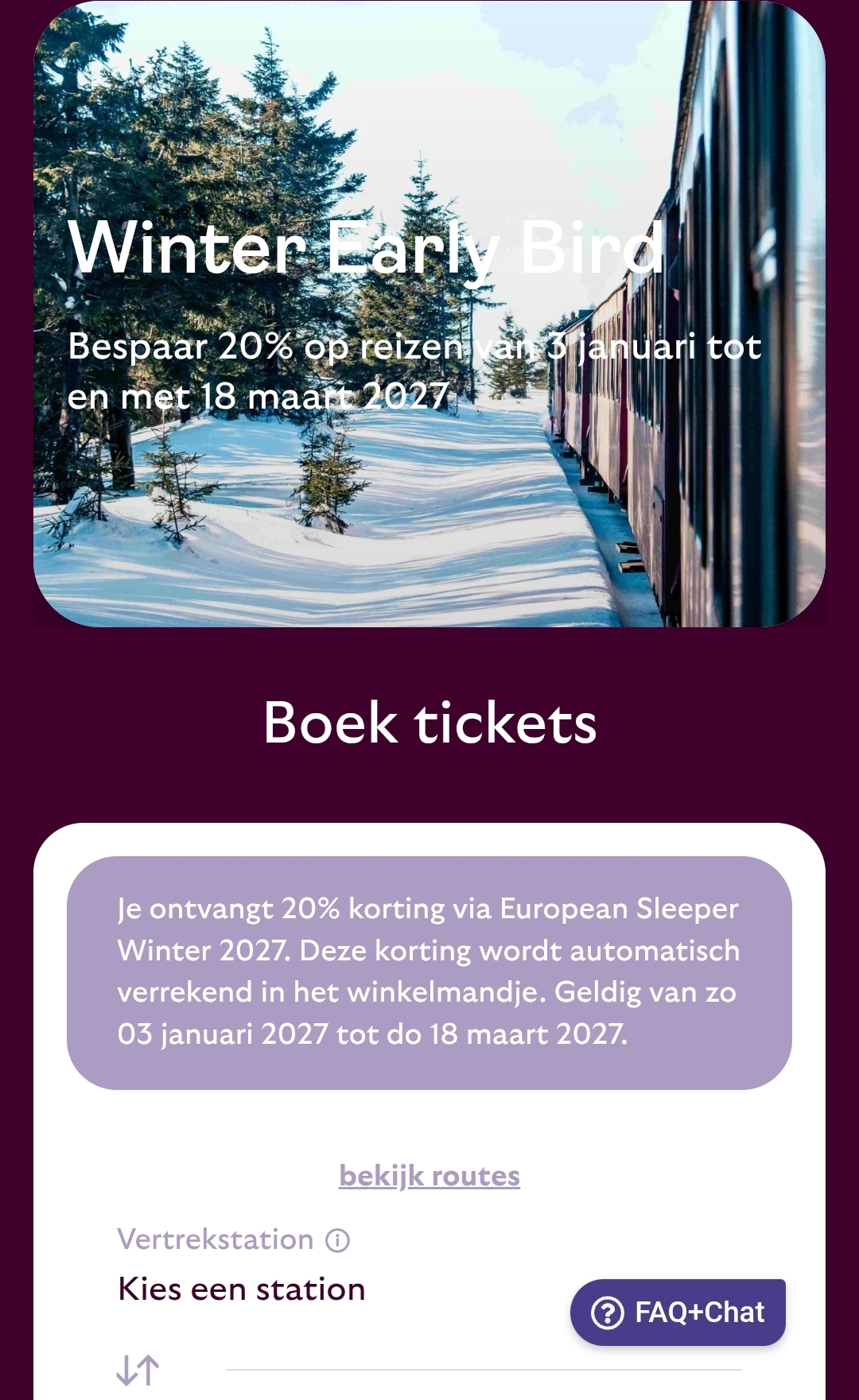 🚂 Winter Early Bird bij European Sleeper - 20% korting