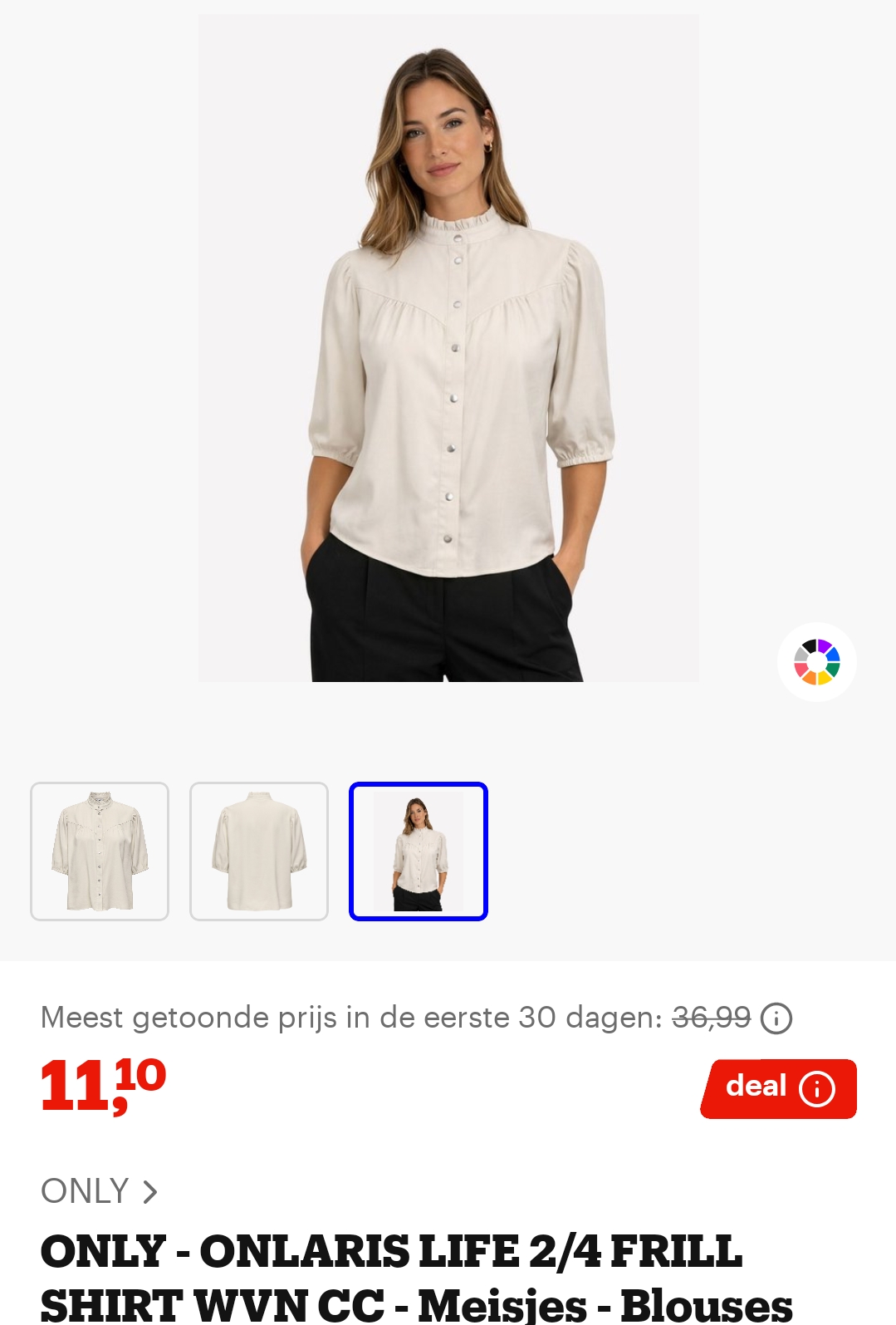 Only blouse 11,10€ ipv 36,99€