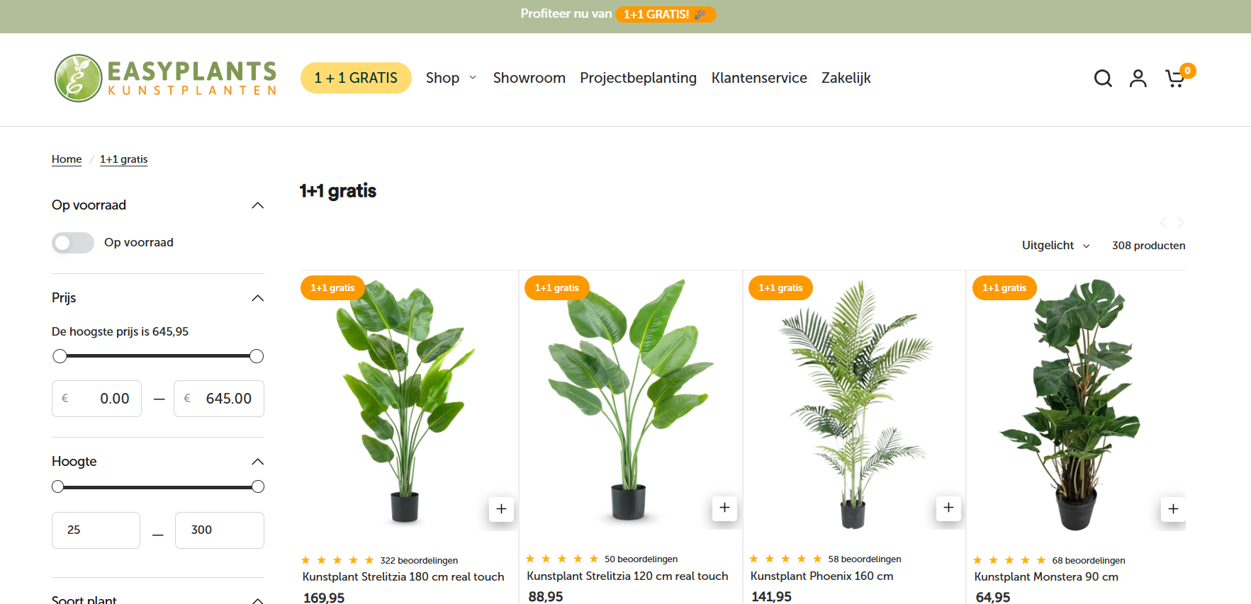 🌿 Easyplants kunstplanten - 1+1 gratis actie