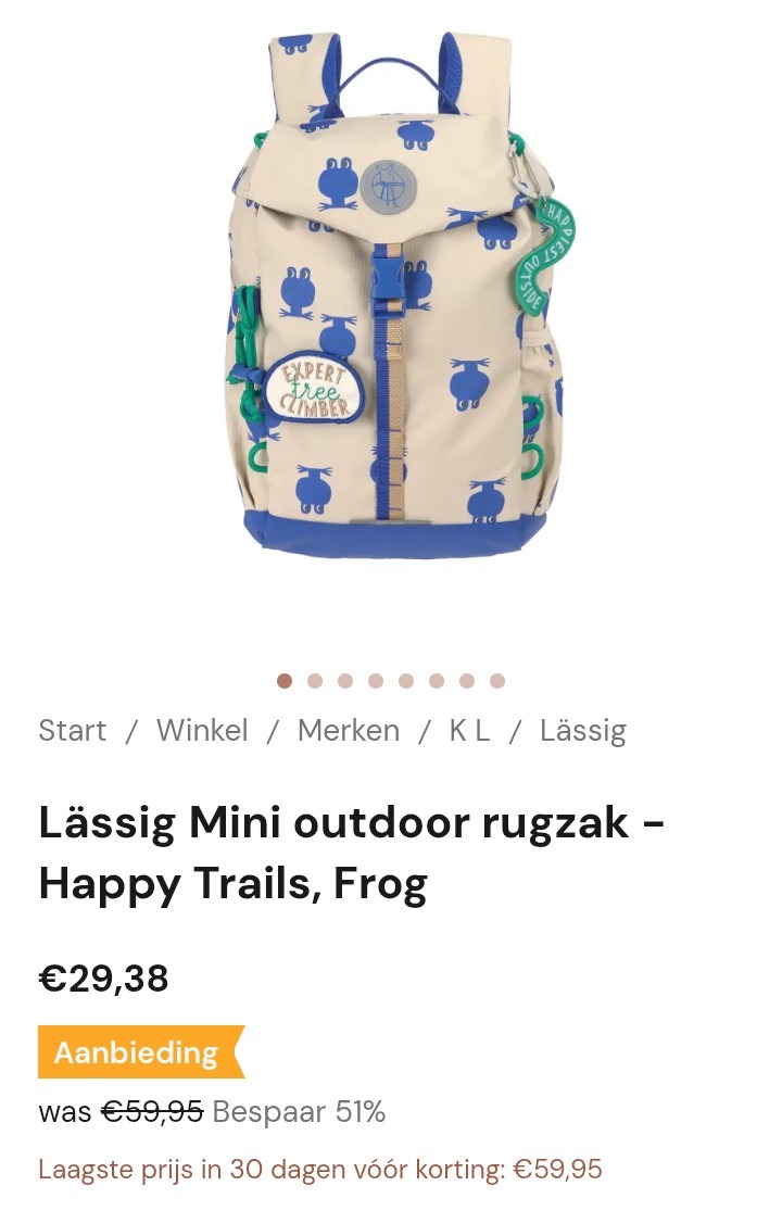 -51% Lässig Mini outdoor rugzak 🐸