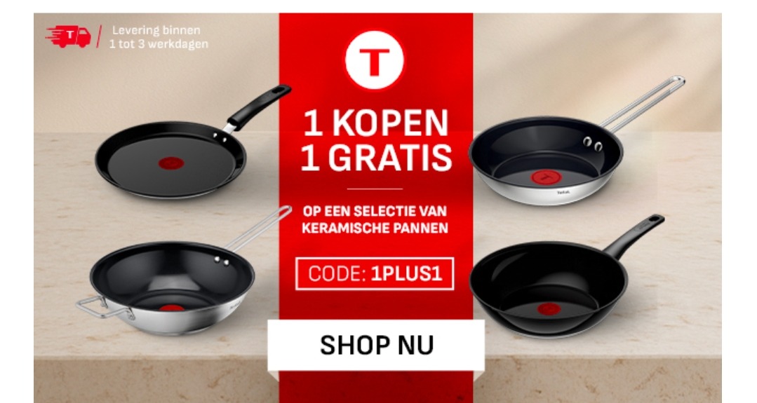 Tefal Aanbieding: 1 Pan Kopen = 1 Pan Gratis
