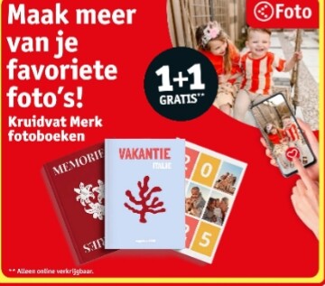 1+1 gratis op Kruidvat merk fotoboeken