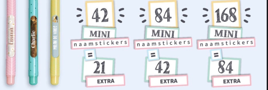 50% EXTRA Mini Naamstickers bij bestelling