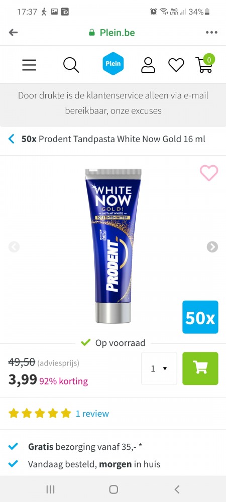 50x Prodent Tandpasta White Now Gold 16 ml vo...