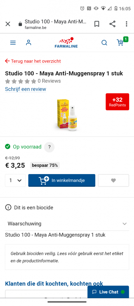 Maya anti-muggenspray 75% korting op Farmline