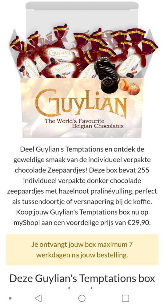Via myShopi een box met 255 stuks guylian cho...