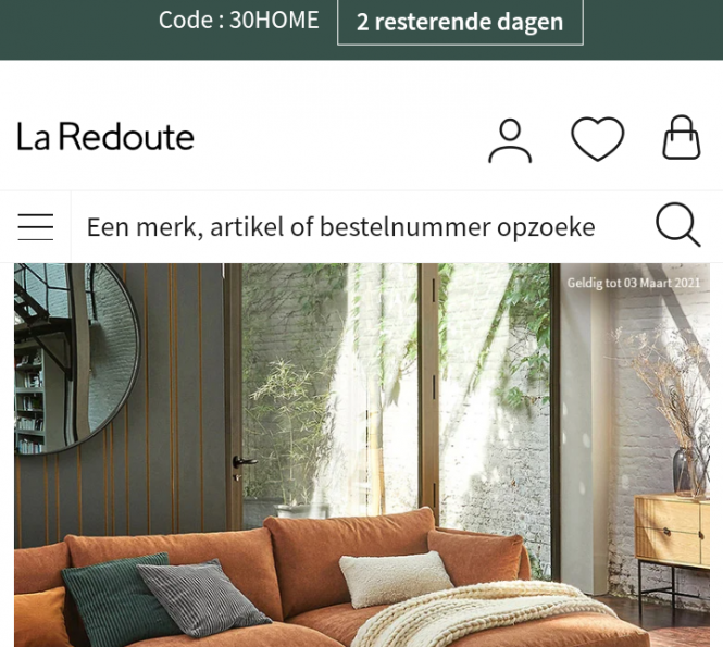 La redoute interieur 30 % korting bij aankoop...
