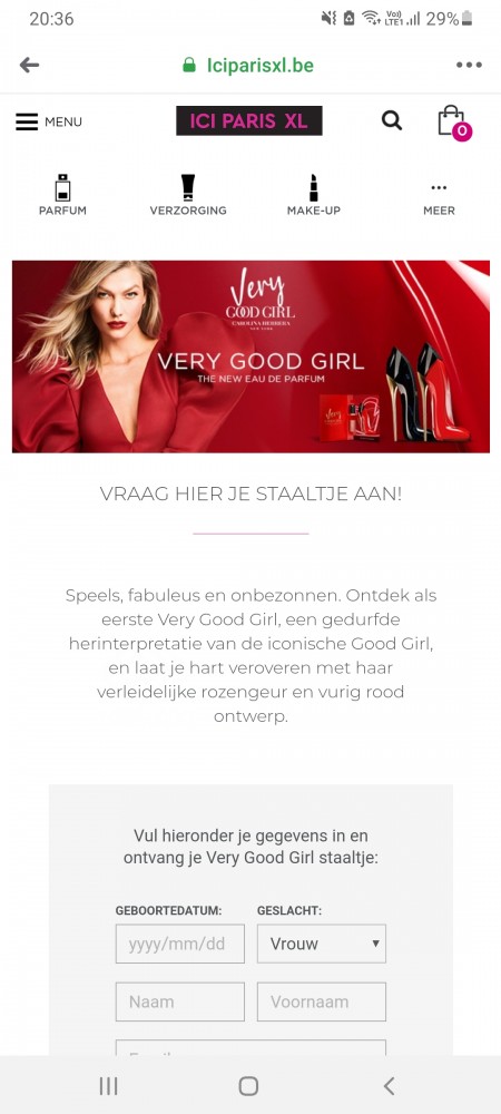 Gratis parfumstaaltje. https://www.iciparisxl...