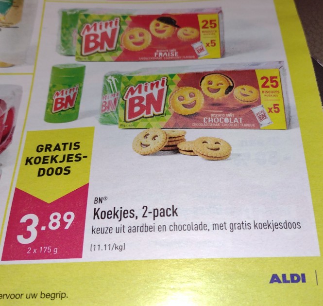 Gratis koekjesdoos bij aankoop mini BN koekje...