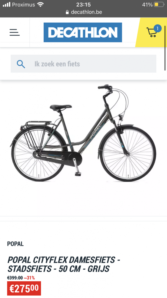 Popal damesfiets grijs 50cm Decathlon: promo...