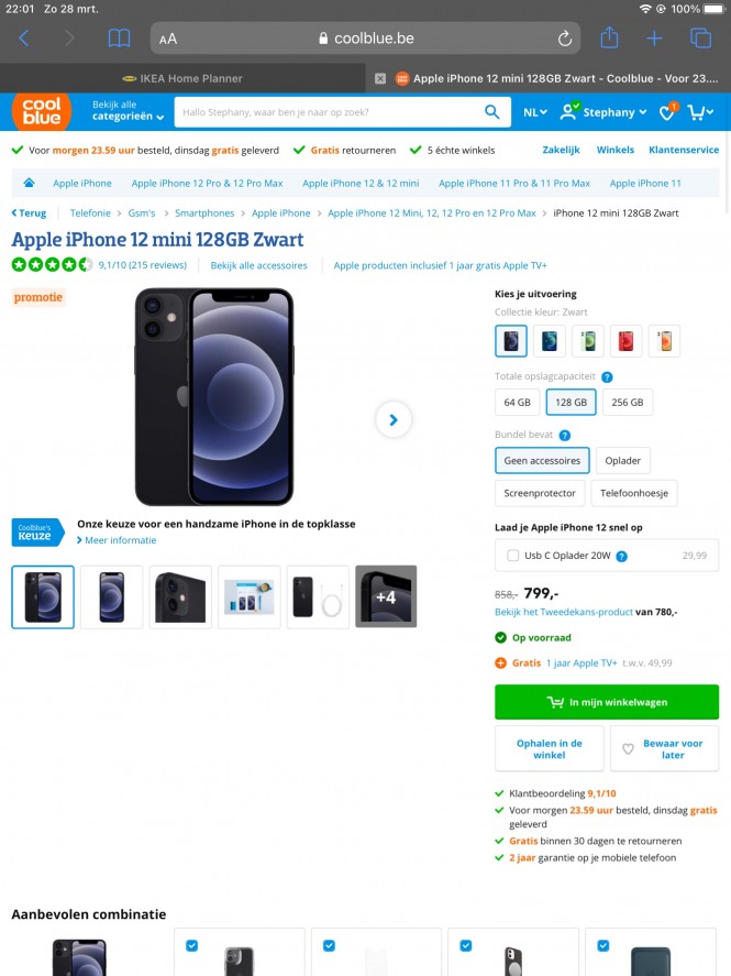 Voor de iPhone liefhebbers. €799 voor 128 GB...