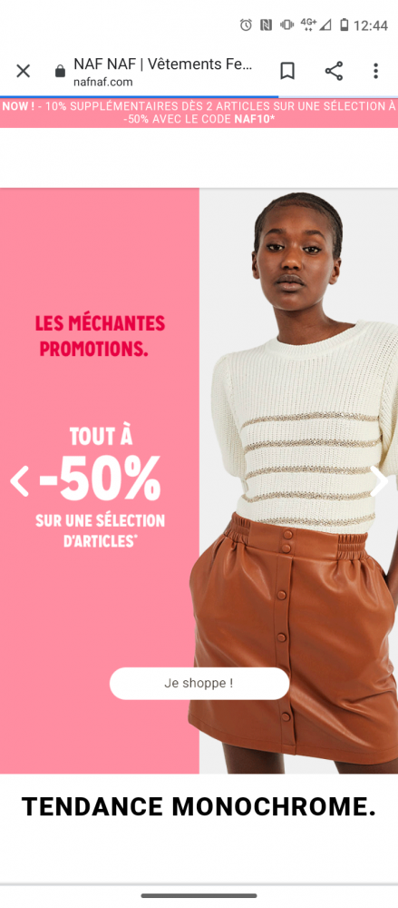 10% extra korting bij NAF NAF bij aankoop van...