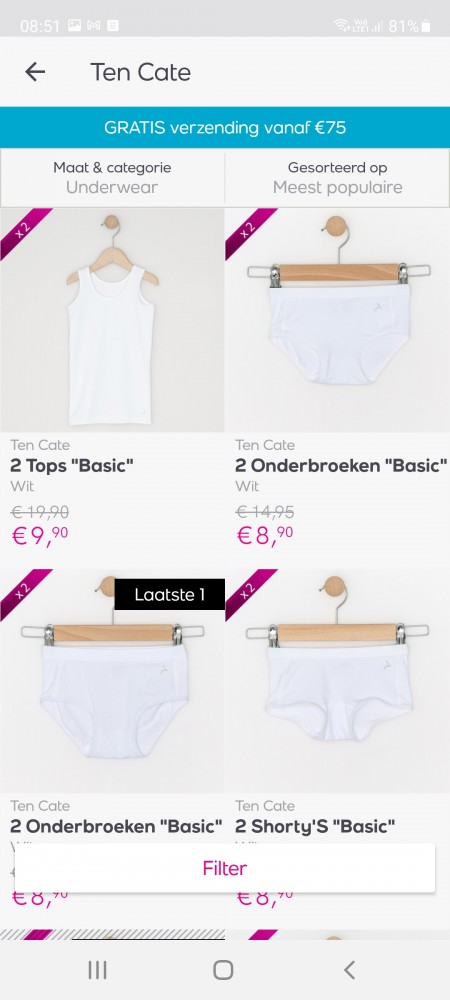 Ten cate ondergoed met grote korting op Veepe...