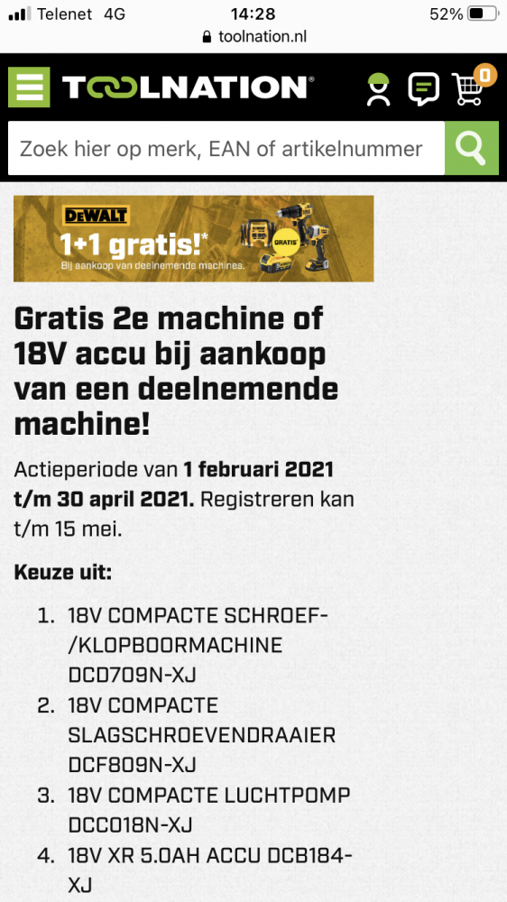 Momenteel tot eind van de maand bij Toolnatio...