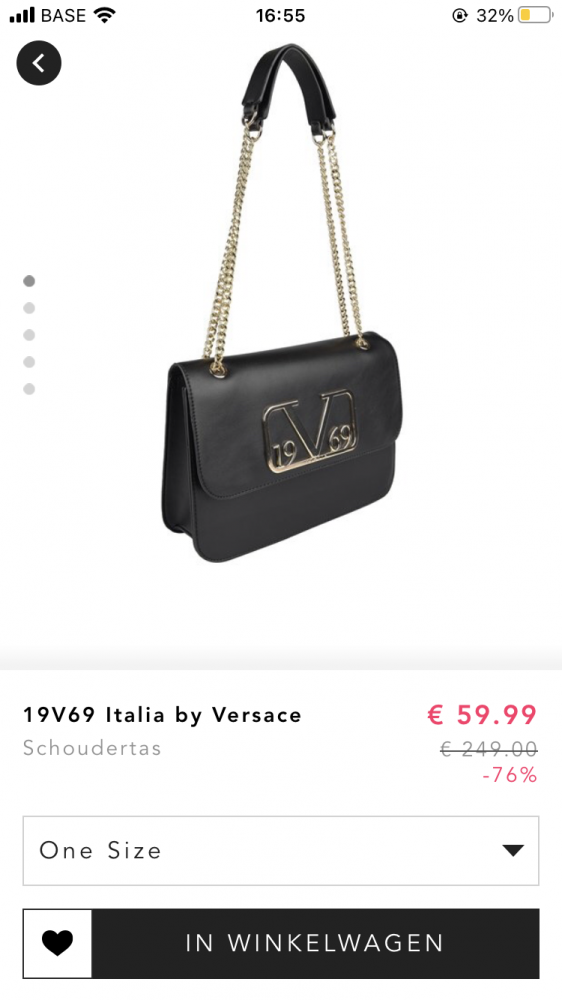 Op de app Best Secret een handtas van Versace...