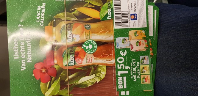 Coupon van -€1,50 bij 1x4 fuzetea enkel te ge...