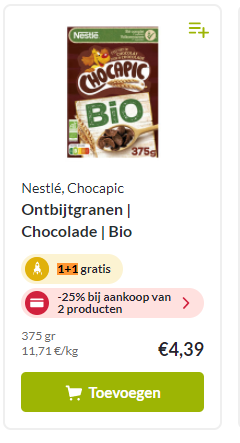 Nestle ontbijtgranen Chocapic chocolade 1+1 g...