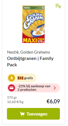 Nestle Golden Grahams ontbijtgranen 1+1 grati...