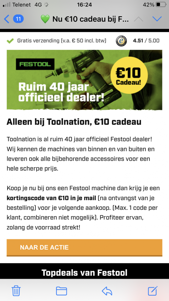 Ontvang een cadeaubon van 10 euro op toolnati...
