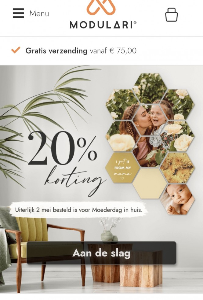 Bij modulari.com nu 20% korting op wanddecora...