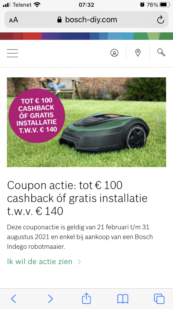 Koop nu uw indigo robotmaaier van Bosh met ee...