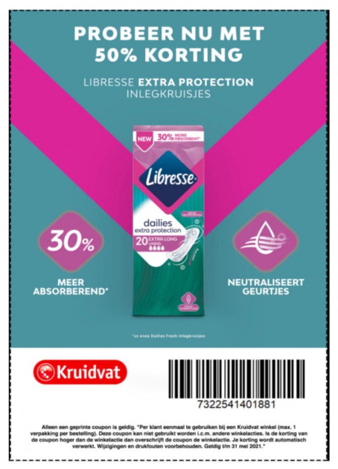 50% korting op Libresse inlegkruisjes bij kru...