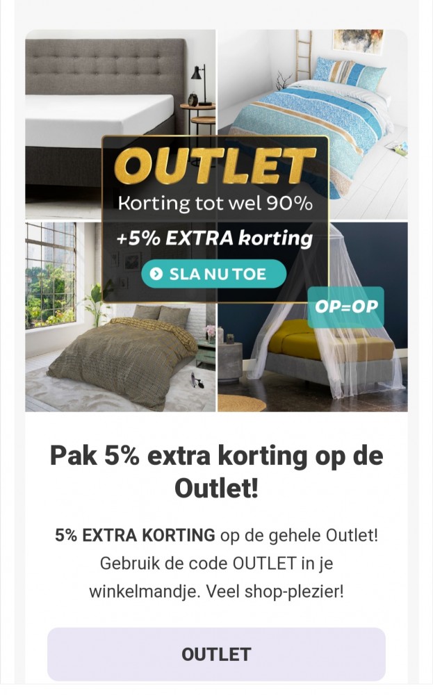 Vandaag bij dekbeddiscounter Outlet 90%korti...
