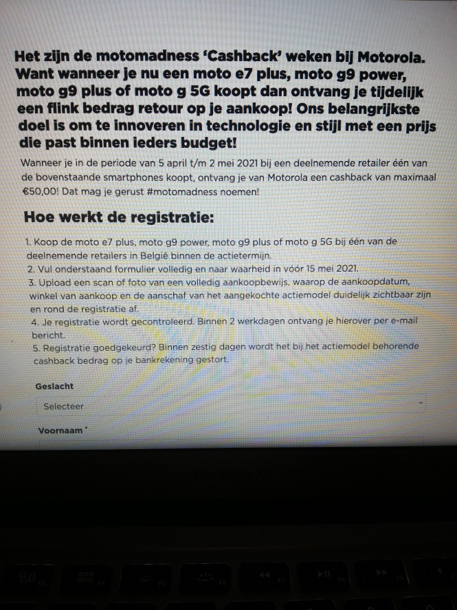 MOTOROLA CASHBACK Wanneer je in de periode va...