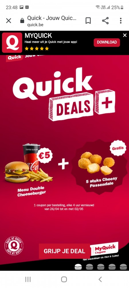 Bij aankoop van een menu double cheeseburger,...