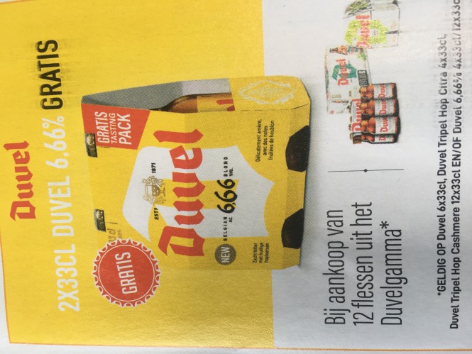 Gratis duvel 666 bij aankoop 12 flesjes duvel...