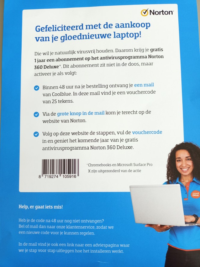 Nieuwe laptop gekocht op Coolblue en kreeg er...