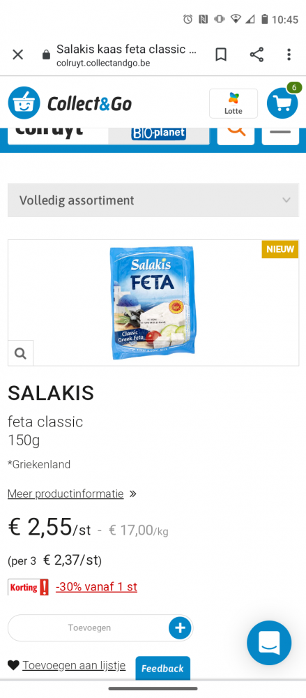 Vanaf 05/05 salakis feta in Colruyt -30% vana...